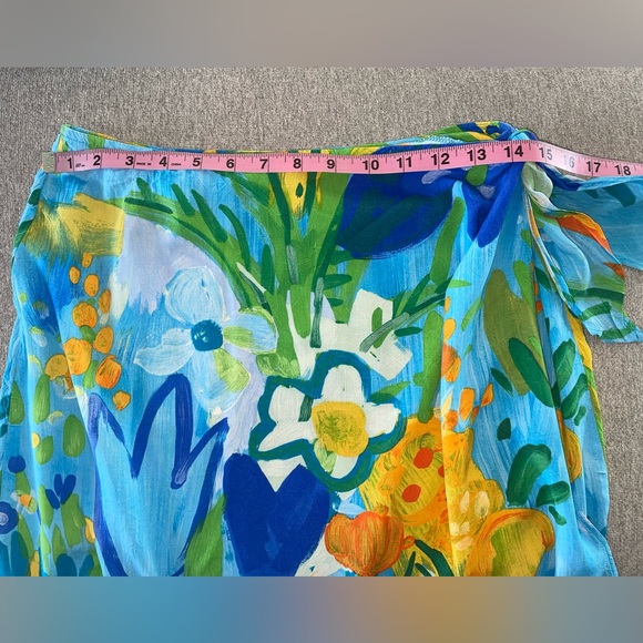 Jams World Watercolor Floral Side Tie Wrap Long Skirt Tropical Retro Size Large - Picture 8 of 11